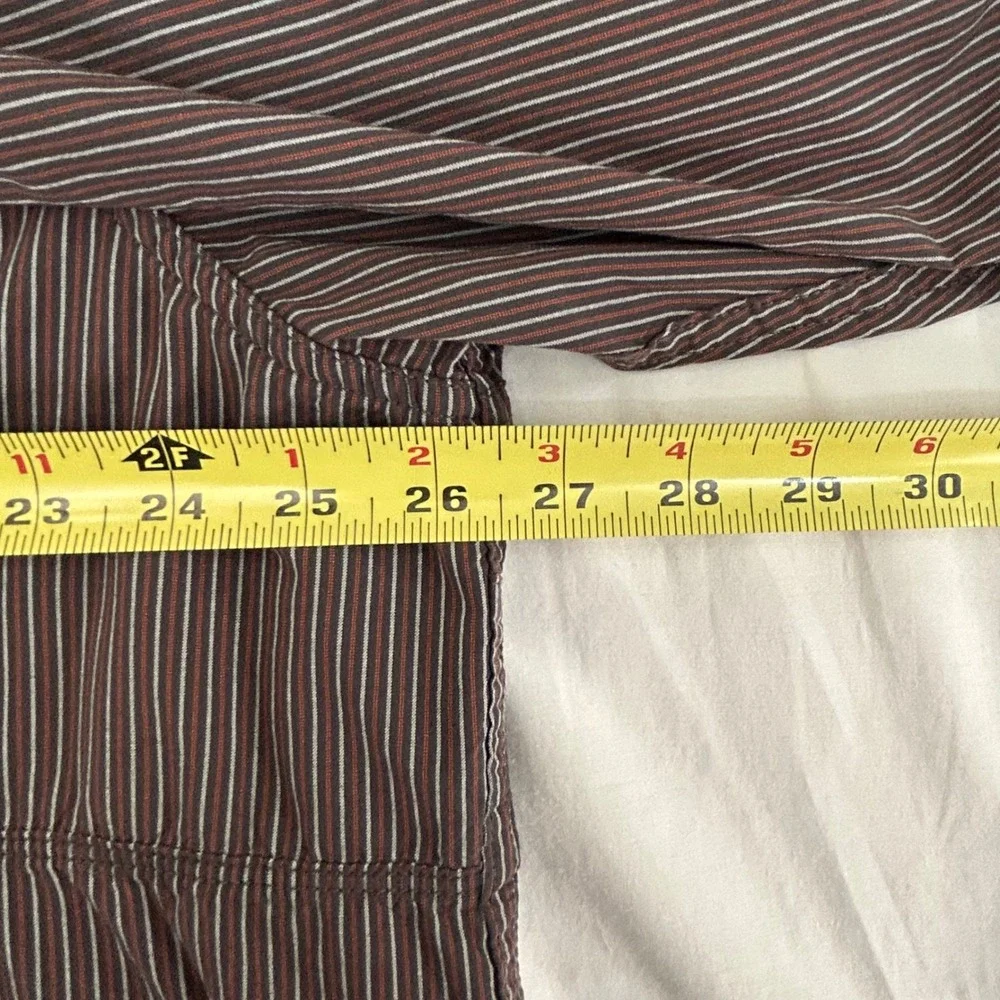 The North Face Men's Shirt Red Black White Stripes Roll Tab Zip Pockets Outdoor‎